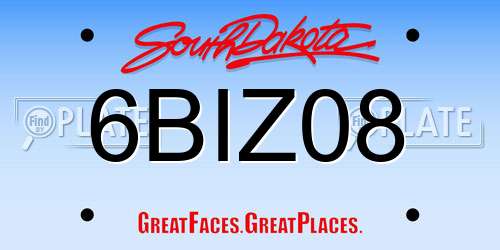 6BIZ08 South Dakota License Plate