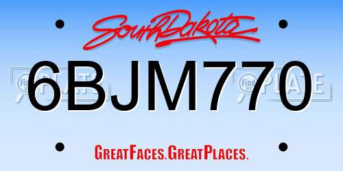 6BJM770 South Dakota License Plate