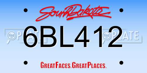6BL412 South Dakota License Plate