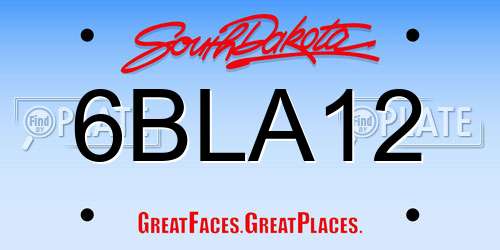 6BLA12 South Dakota License Plate