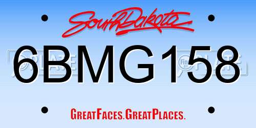 6BMG158 South Dakota License Plate
