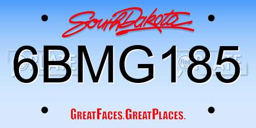 6BMG185 South Dakota License Plate