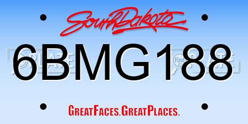 6BMG188 South Dakota License Plate