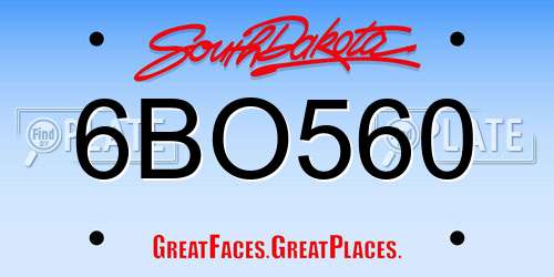 6BO560 South Dakota License Plate