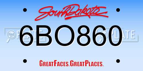 6BO860 South Dakota License Plate