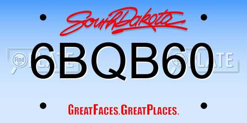 6BQB60 South Dakota License Plate
