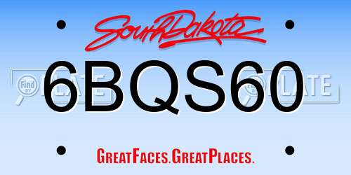 6BQS60 South Dakota License Plate
