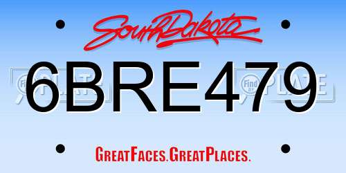 6BRE479 South Dakota License Plate