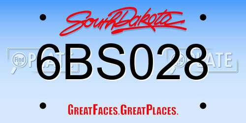 6BS028 South Dakota License Plate