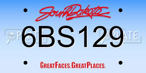 6BS129 South Dakota License Plate