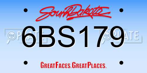 6BS179 South Dakota License Plate