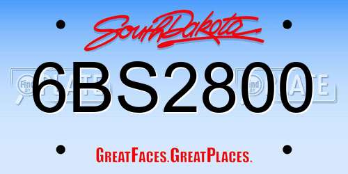6BS2800 South Dakota License Plate