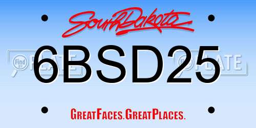 6BSD25 South Dakota License Plate