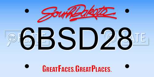 6BSD28 South Dakota License Plate
