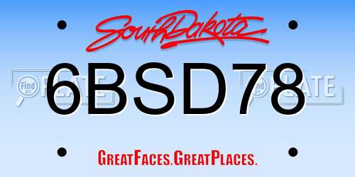 6BSD78 South Dakota License Plate