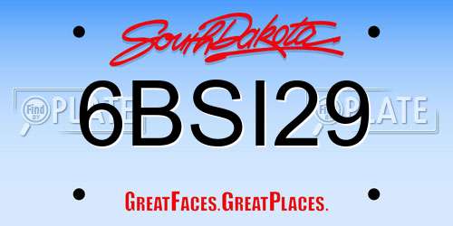6BSI29 South Dakota License Plate