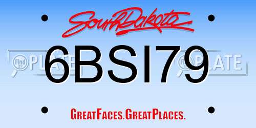 6BSI79 South Dakota License Plate