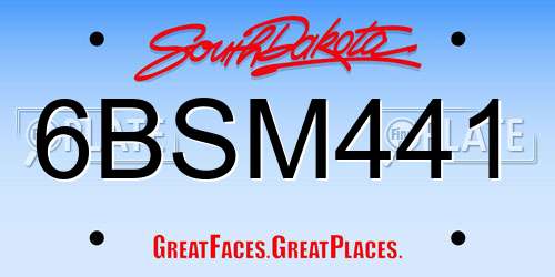 6BSM441 South Dakota License Plate