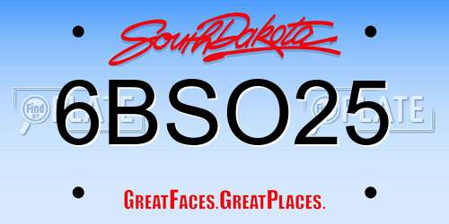 6BSO25 South Dakota License Plate