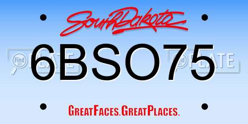 6BSO75 South Dakota License Plate