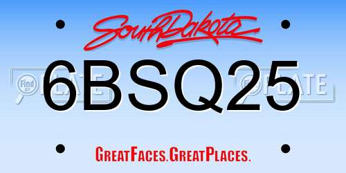 6BSQ25 South Dakota License Plate
