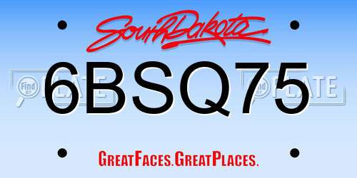 6BSQ75 South Dakota License Plate