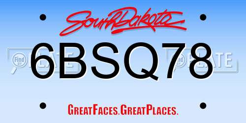 6BSQ78 South Dakota License Plate