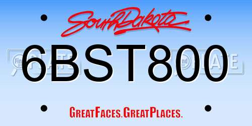 6BST800 South Dakota License Plate