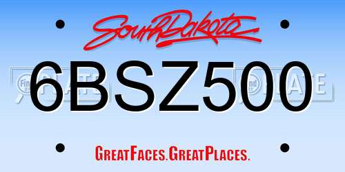 6BSZ500 South Dakota License Plate