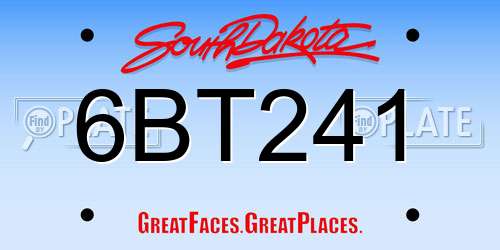 6BT241 South Dakota License Plate