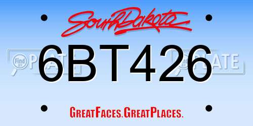6BT426 South Dakota License Plate