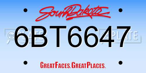 6BT6647 South Dakota License Plate