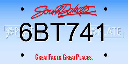 6BT741 South Dakota License Plate