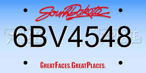 6BV4548 South Dakota License Plate