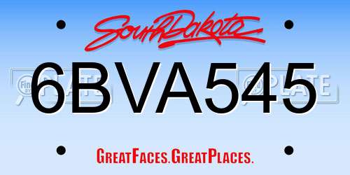 6BVA545 South Dakota License Plate