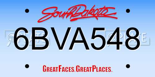 6BVA548 South Dakota License Plate