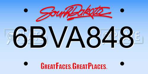 6BVA848 South Dakota License Plate
