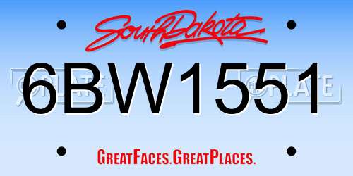 6BW1551 South Dakota License Plate