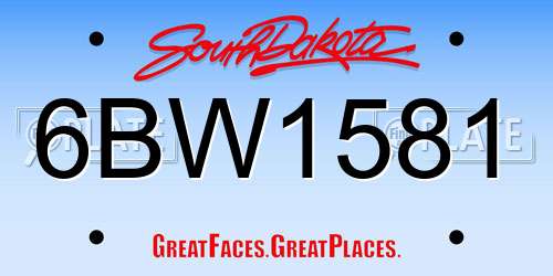 6BW1581 South Dakota License Plate