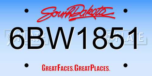 6BW1851 South Dakota License Plate
