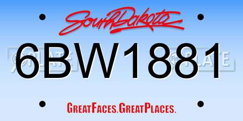 6BW1881 South Dakota License Plate