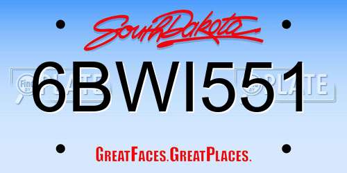 6BWI551 South Dakota License Plate