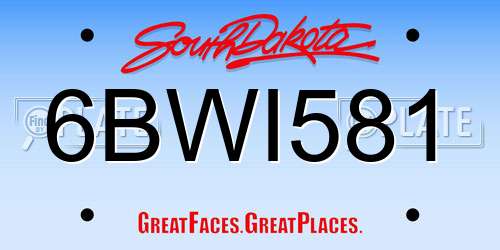 6BWI581 South Dakota License Plate