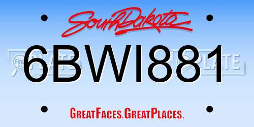 6BWI881 South Dakota License Plate