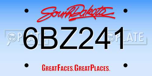 6BZ241 South Dakota License Plate