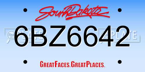 6BZ6642 South Dakota License Plate