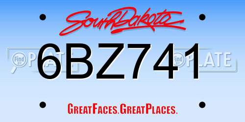 6BZ741 South Dakota License Plate