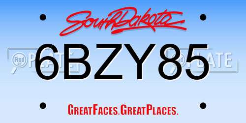 6BZY85 South Dakota License Plate
