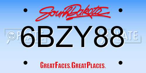 6BZY88 South Dakota License Plate