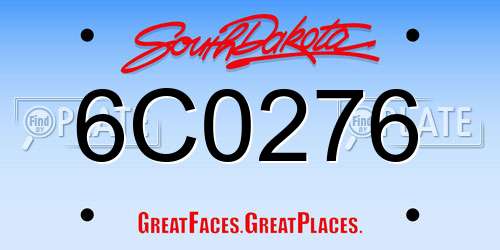 6C0276 South Dakota License Plate
